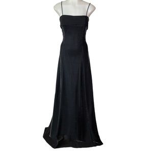 Vintage night way black metallic thread fold over top gown 6